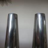Pair of large modernist candle holders Ikea in aluminum 1970