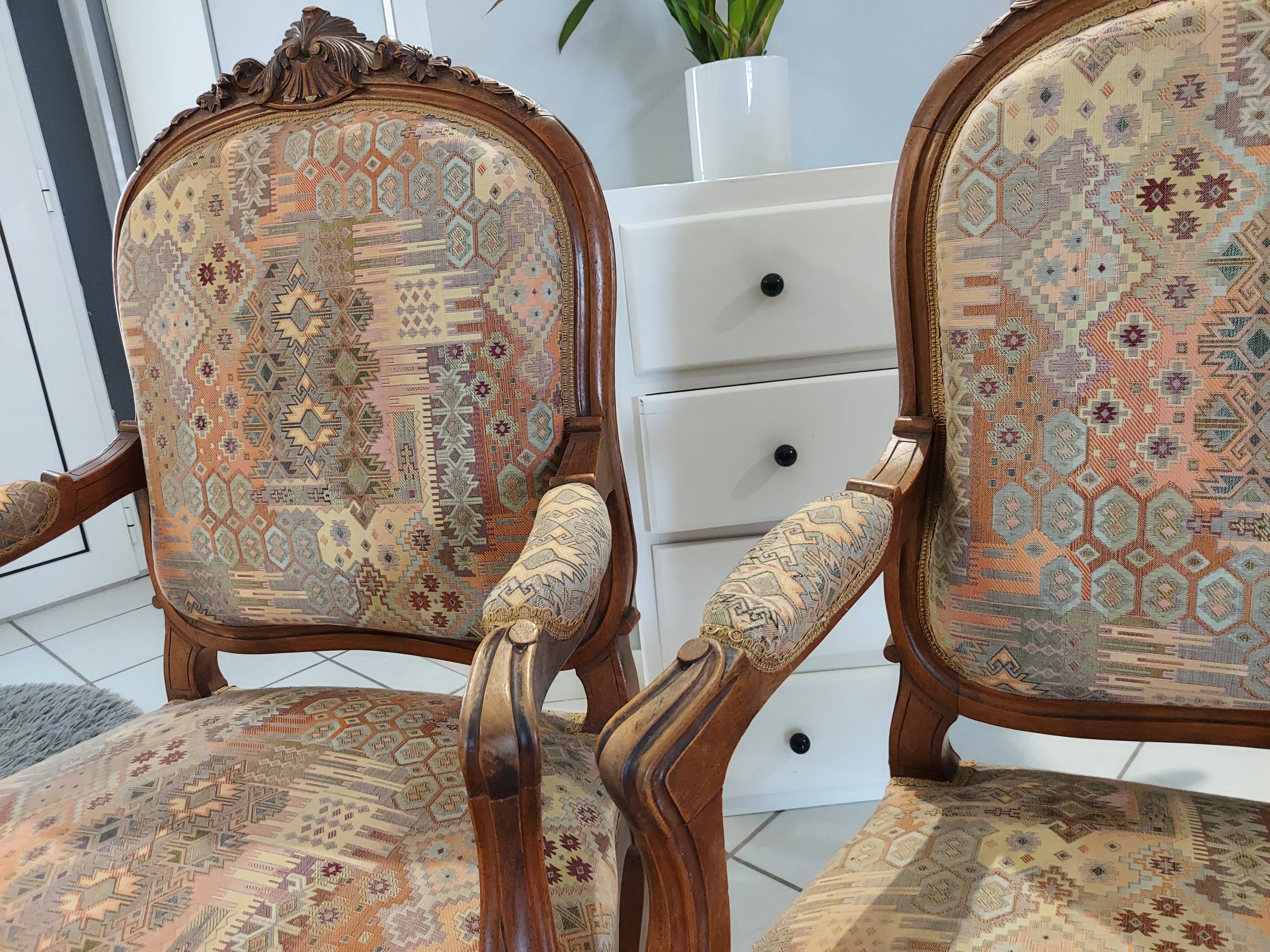 Pair of Louis XV rocaille armchairs