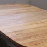 Vintage Danish brutalist oval extendable oak dining table in the style of Henning Kjærnulf, 1960s