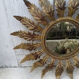Aged metal sun mirror country decoration