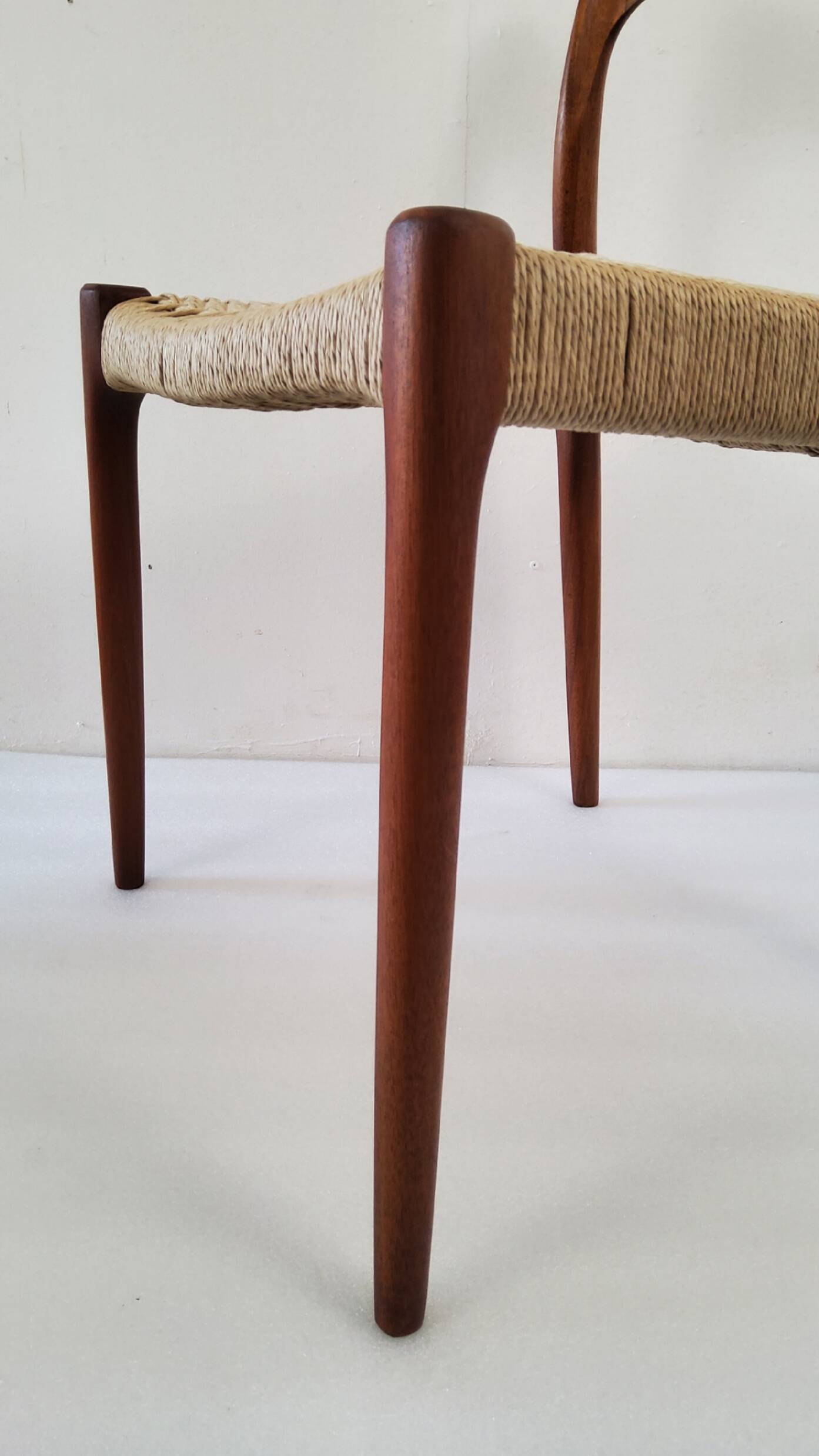 Danish dining chairs in wood and paper cord