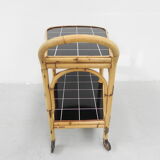 Bamboo serving trolley on castors