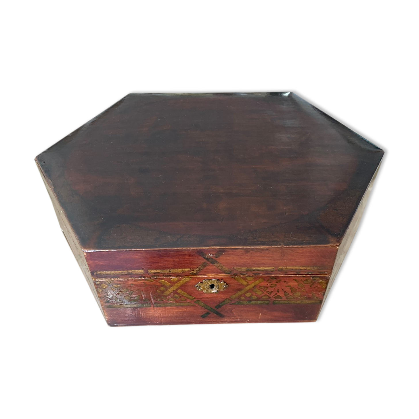 Old varnished wooden box