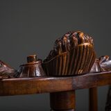 19th century Italian Renaissance style carved walnut corner chairs, set of 2