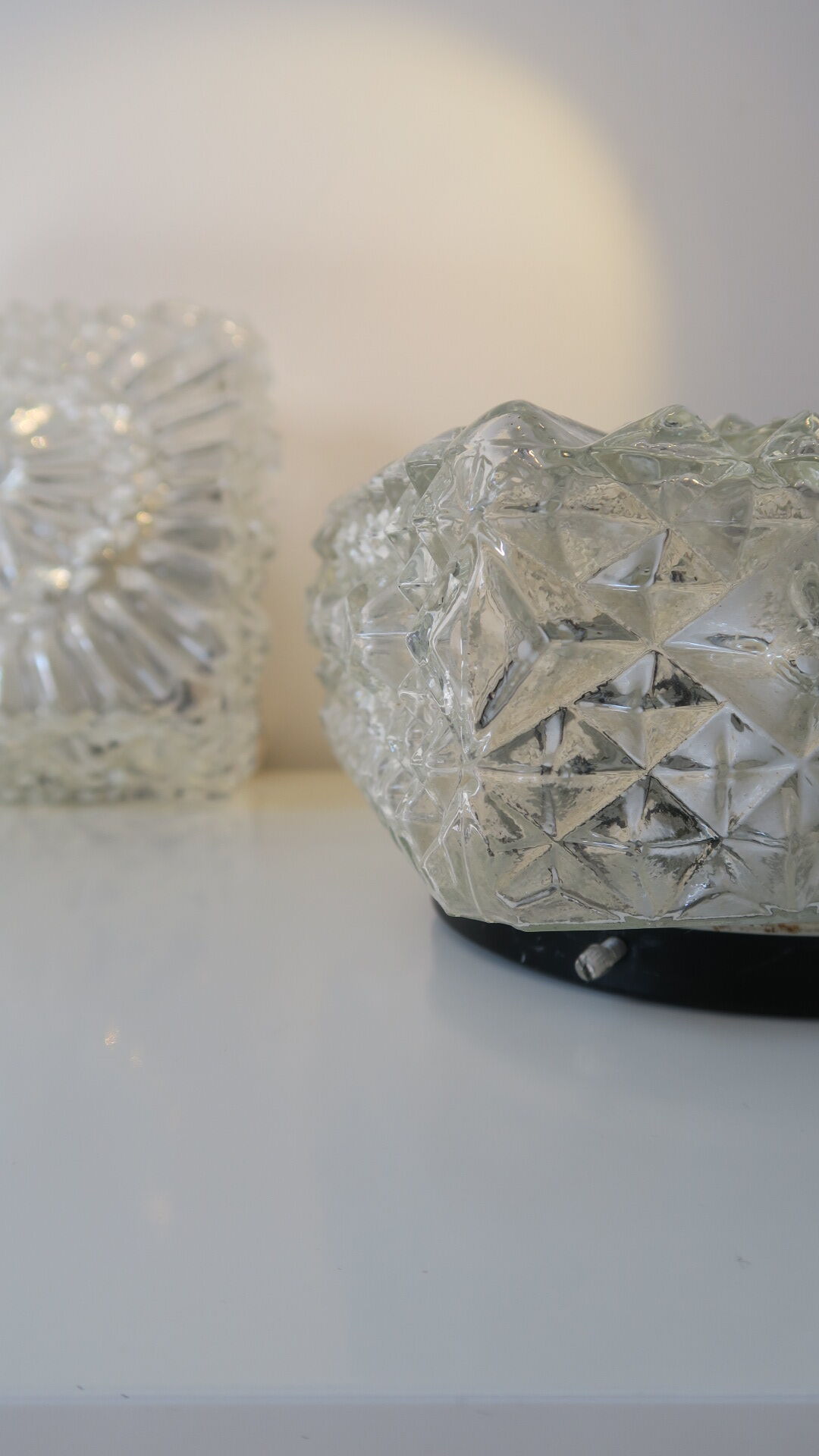 Glass ceiling lamp pair