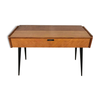 Vintage teak knitting desk feet compass black spindles 1950 1960 Scandinavian style