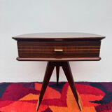 1950s half-moon tripod bedside table
