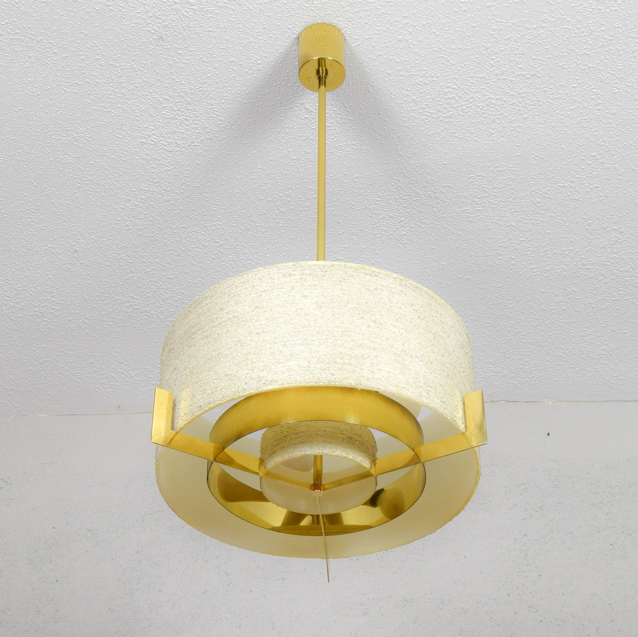 Mid Century Modern Brass Kaiser Chandelier, Germany 1960