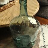 Bubble hammered green glass carboy