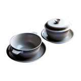 Old tableware service in beige earthenware longchamps