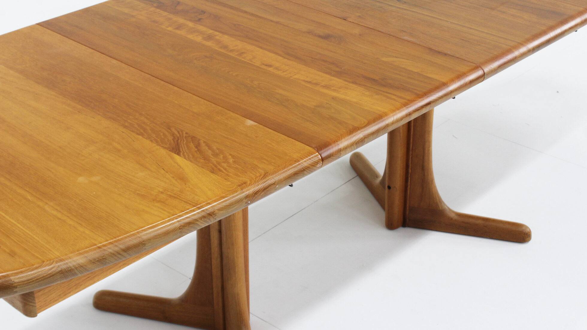 Vintage Danish oval extendable dining table solid teak 1960s