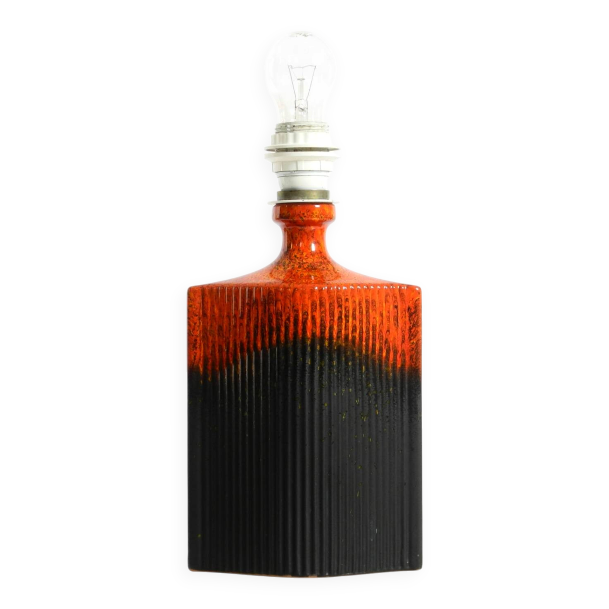 Unique 1960s ceramic table lamp in red and black by Kaiser Leuchten