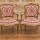 Pair of gold Louis XV style armchairs – Petit point upholstery