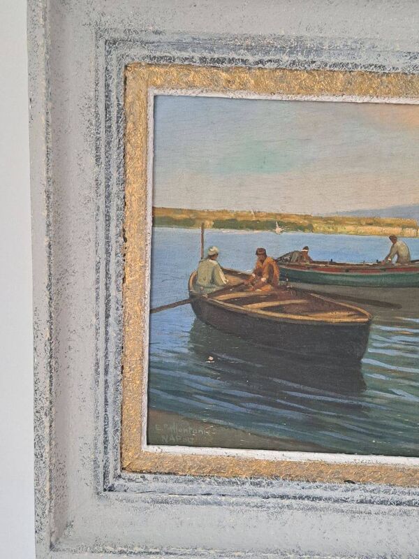 Tableau ancien, huile sur panneau d'Ermando Bellantonio