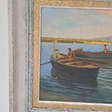 Ancient table oil on panel by Ermando Bellantonio