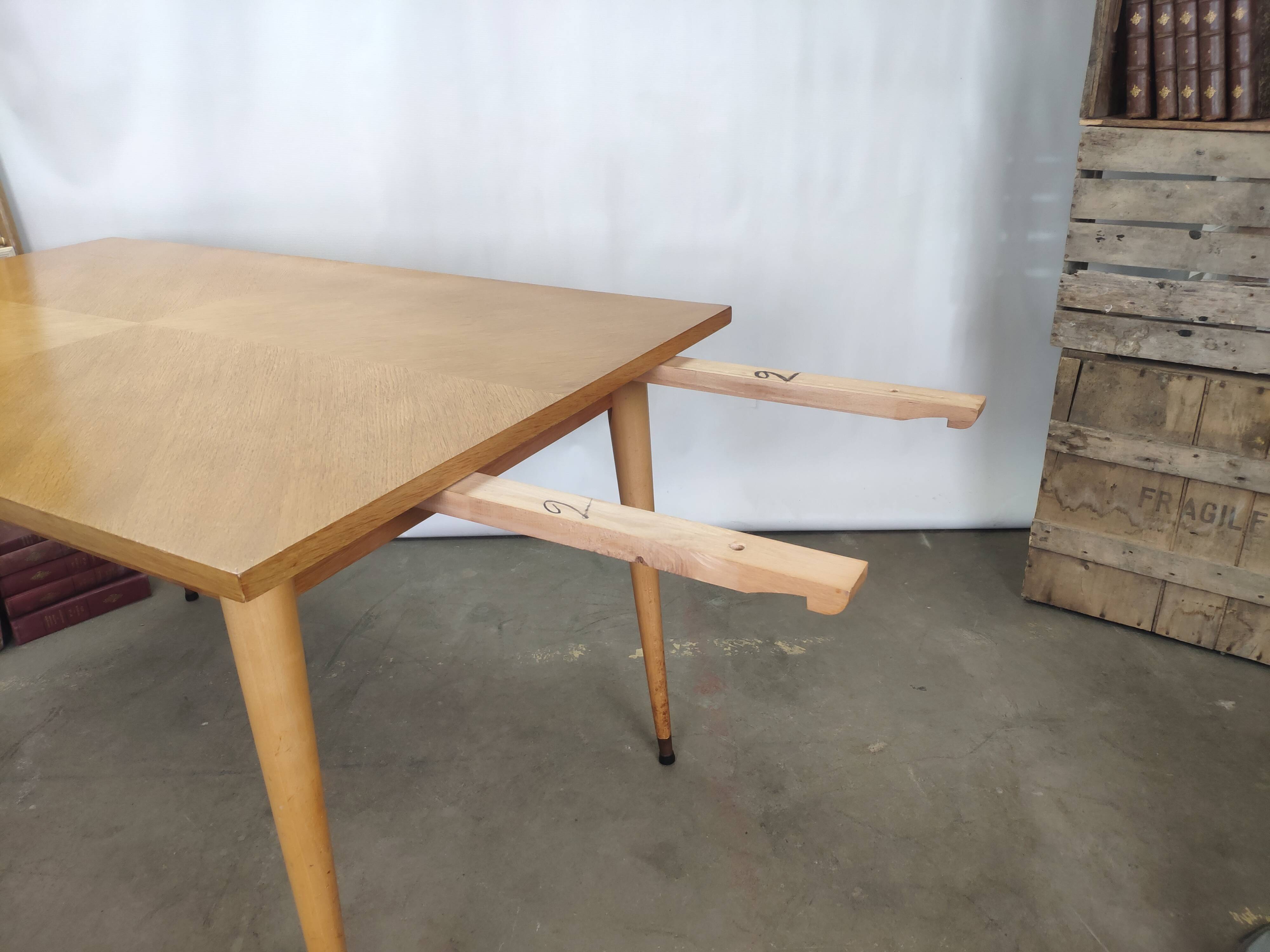 Dining table light oak foot vintage compass