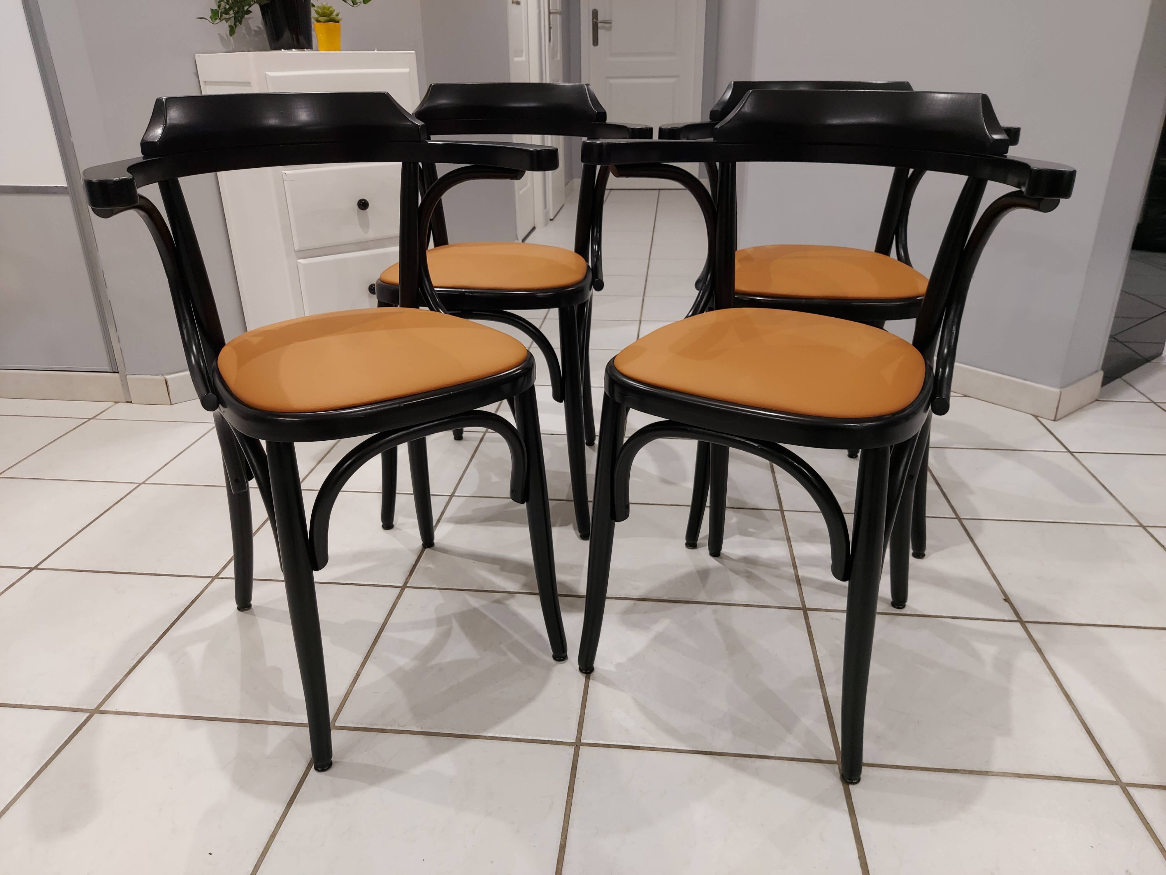 Suite of 4 chairs vintage bistrot 1960s