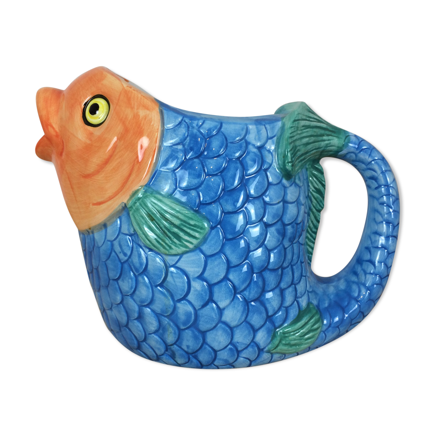 Pitcher fish zoomorphic barbotine