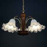Vintage Murano glass chandelier and wood, Italy, 1970s