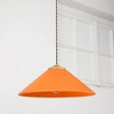 Lampe à Suspension Vintage en Laiton et Verre, Italie