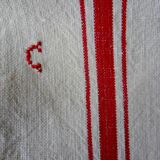 Set of 4 old embroidered tea towels in linen, monogrammed c