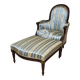 Méridienne, chaise longue style Louis XVI en noyer avec repose-pieds, XIXème s.
