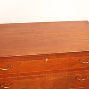 Vintage chest of drawers 3 drawers double handles and brass feet 1960s suede