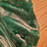 Grand plat feuille émaillé vert