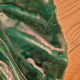Large green enameled leaf dish
