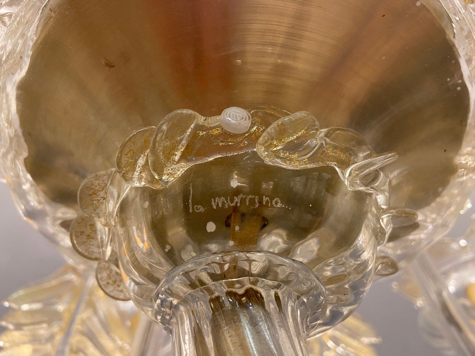 Italian Murano Glass Gold Chandelier by La Murrina