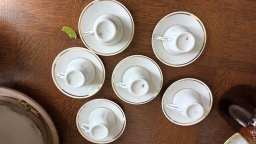 6 Yugoslav porcelain coffee cups - FP Zaječar - white and gilding