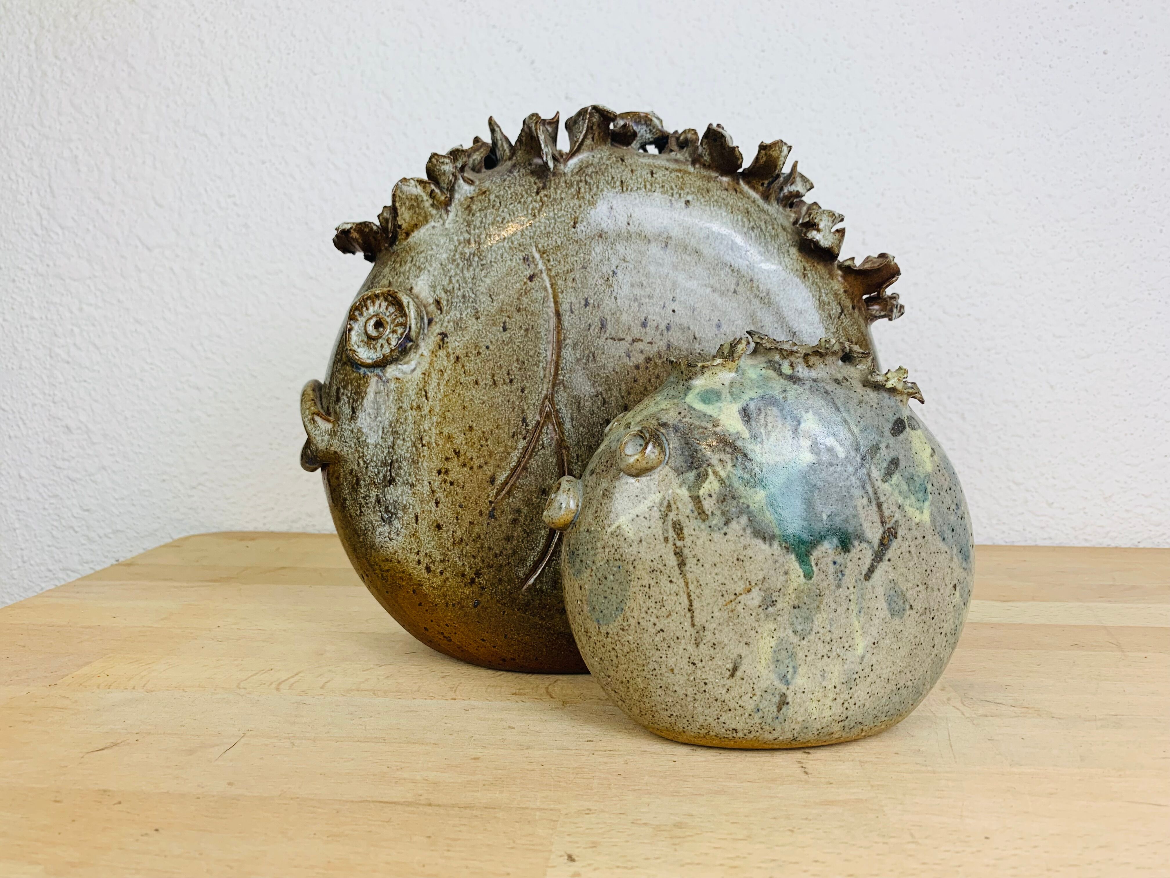 Vase stings zoomorphic flowers by Alexandre Kostanda, ceramic fish