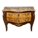 Louis XV style commode with floral marquetry decoration.