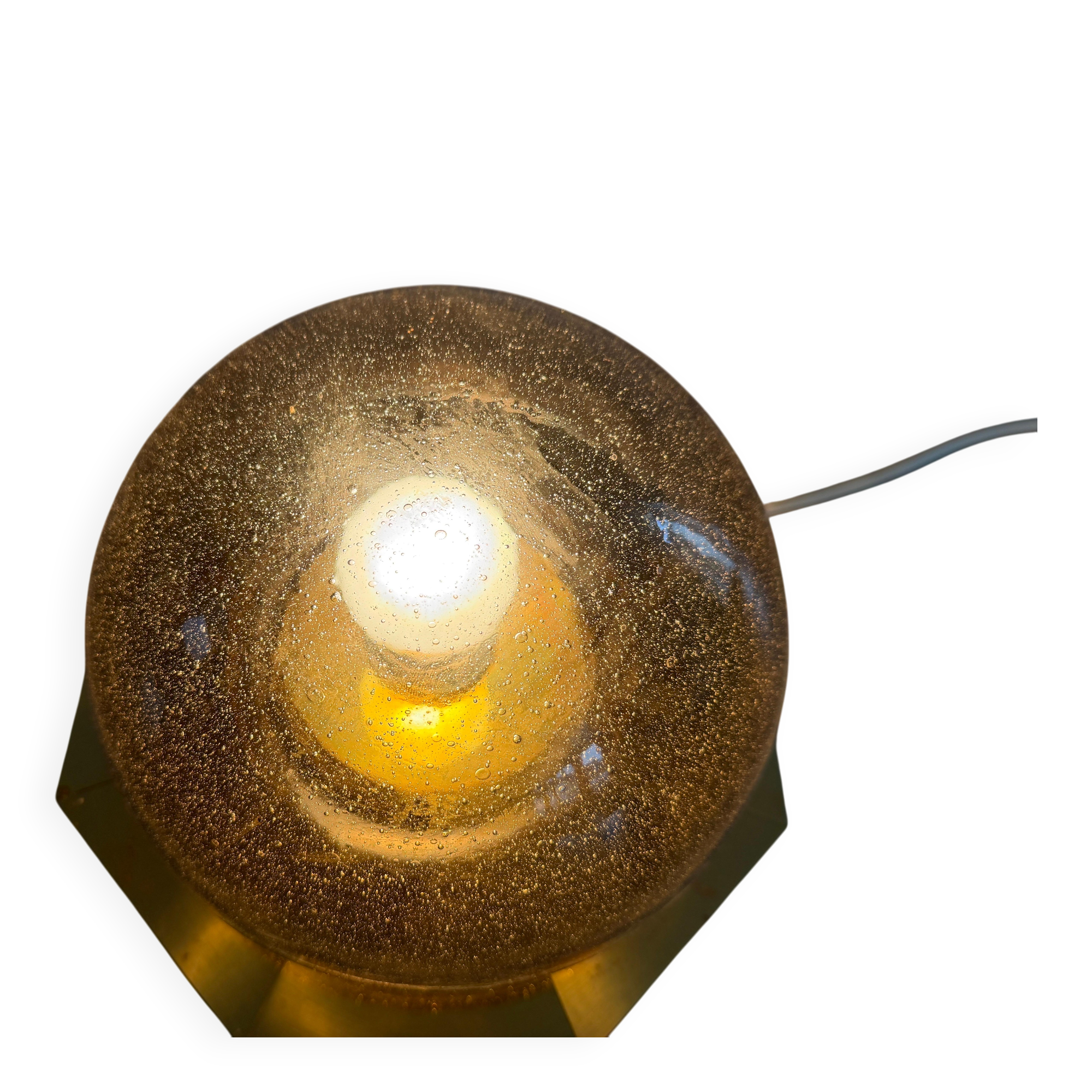 Octagonal ceiling light in brown glass and brass base by Limburg, 1960s, Germany.
