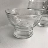 Set of 6 champagne glasses engraved 60s