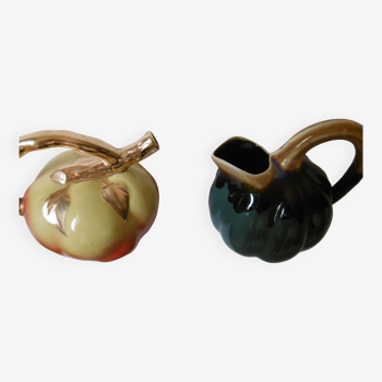 Ceramic pitchers from the 60s apple shape