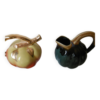 Ceramic pitchers from the 60s apple shape