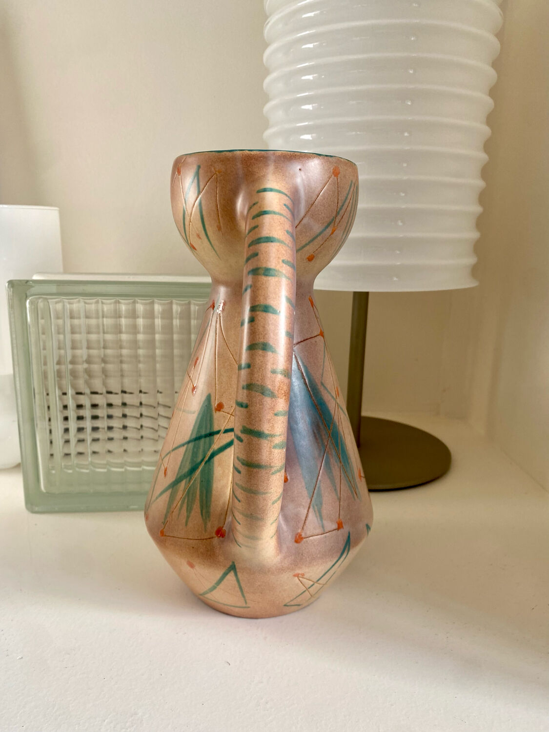 Vase or ceramic pitcher signed François Ré Vallauris 50s