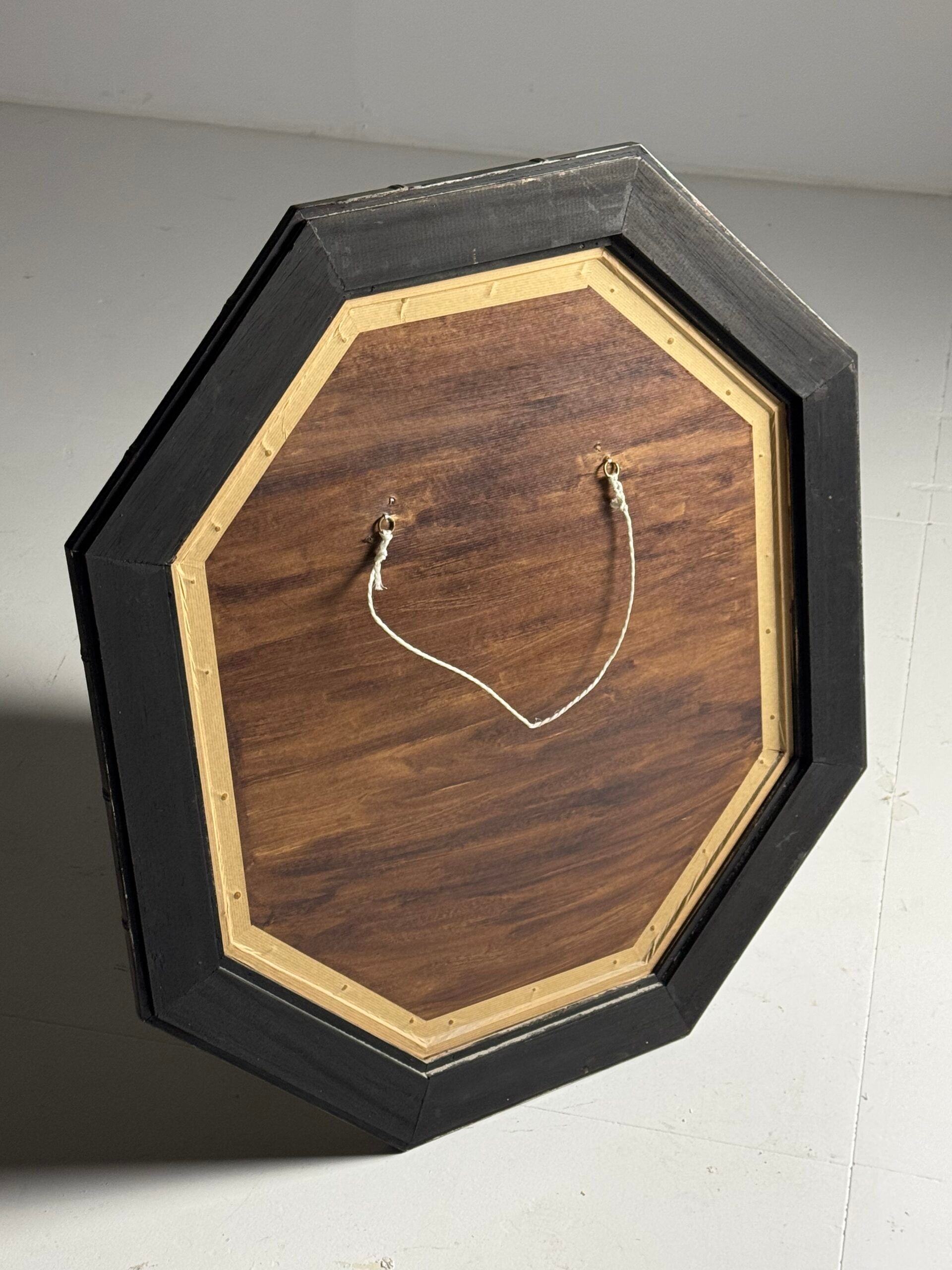 Octagonal faux bamboo mirror silver colour