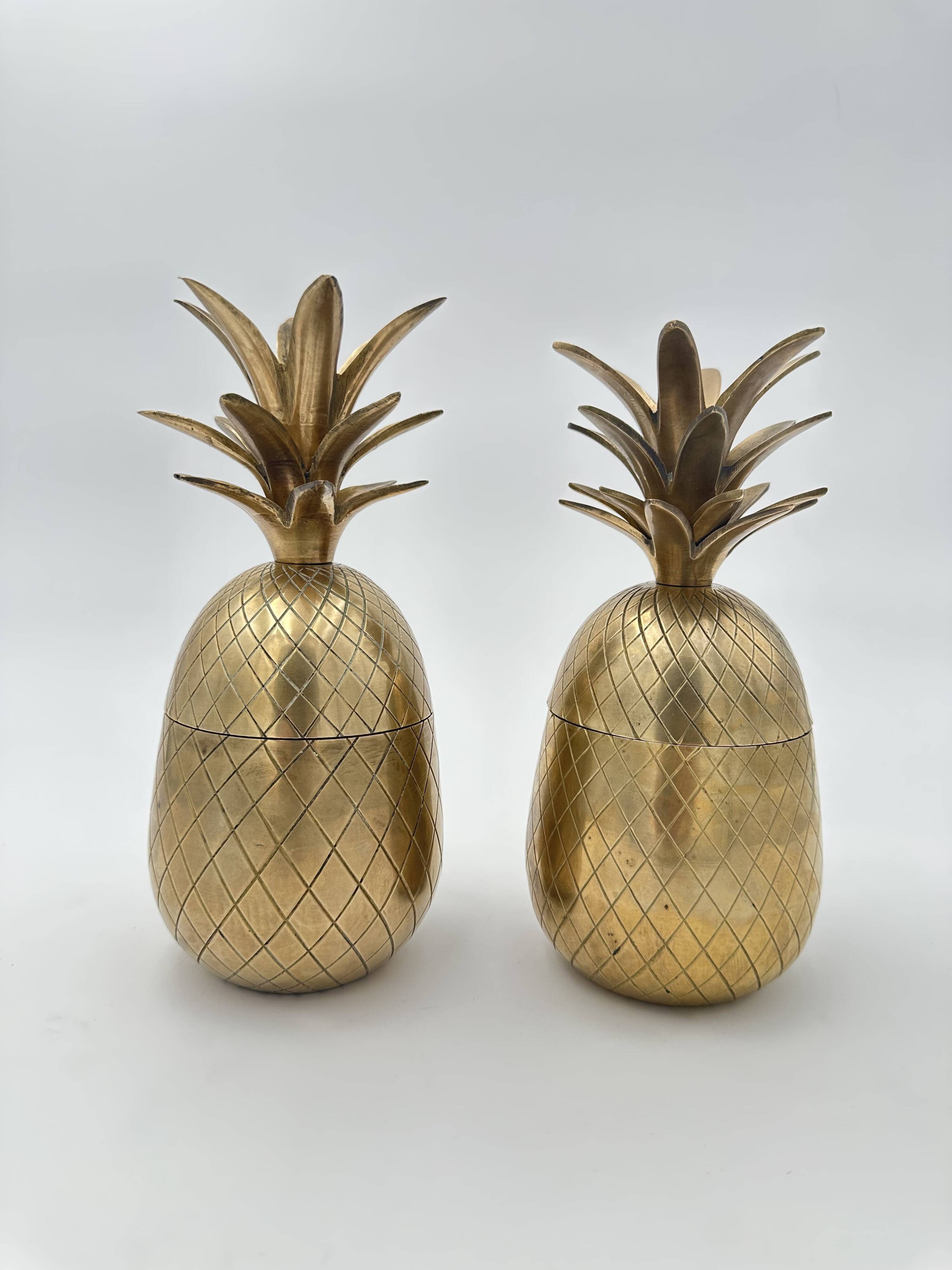 Pair of "Pineapple" Ice Buckets in Brass, in the Style of Mauro Manetti, A