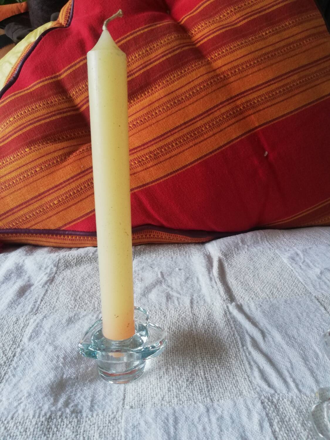 Set of four small transparent glass candle holders 3 spikes 1 heart