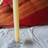 Set of four small transparent glass candle holders 3 spikes 1 heart