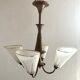 Art deco chandelier in copper and granite glass