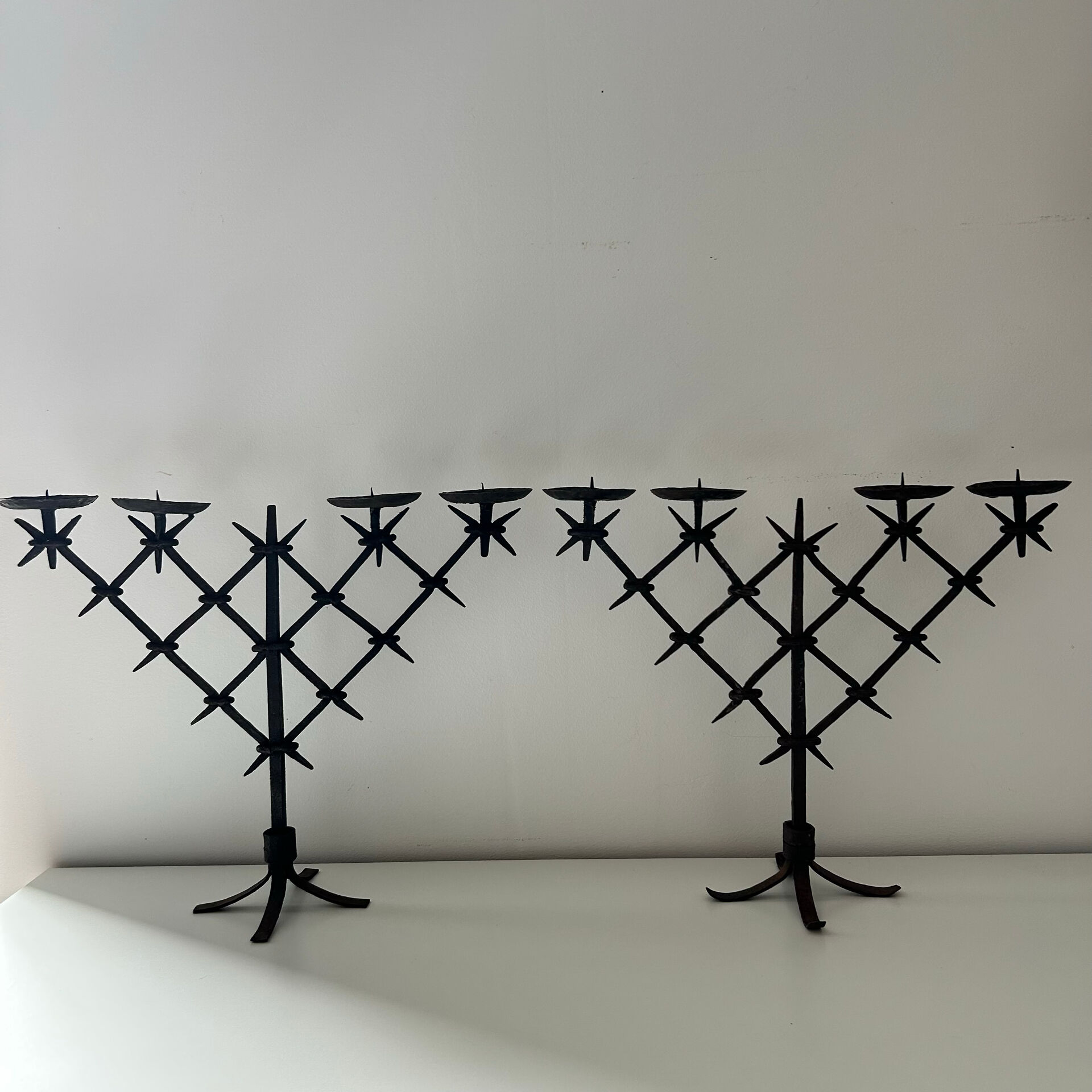 Pair of brutalist candlesticks