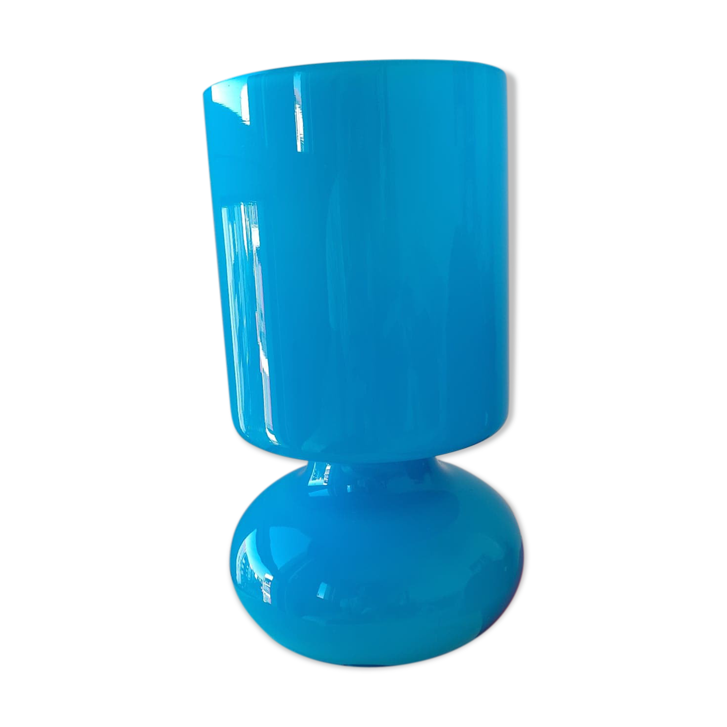 Vintage lamp Ikea Lykta turquoise blue, 90s glass