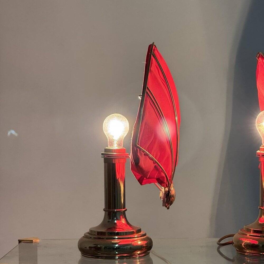 Lampes de table en laiton de style Hollywood Regency, années 1970, ensemble de 2