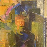 Cubist Composition by Alfred Vachon, Oil on canvas, 1961