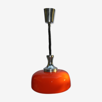 Suspension monte et baisse opaline orange vintage