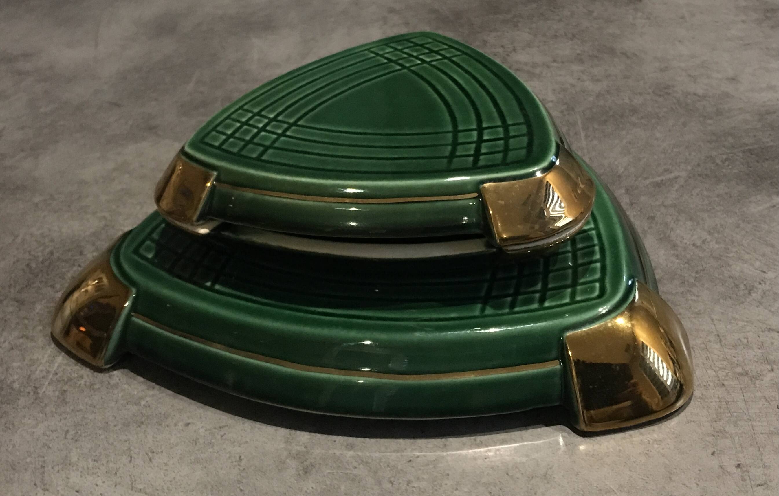 Set of 3 ART CERAMIC TRIVETS and BOTTLES by Poët Laval
