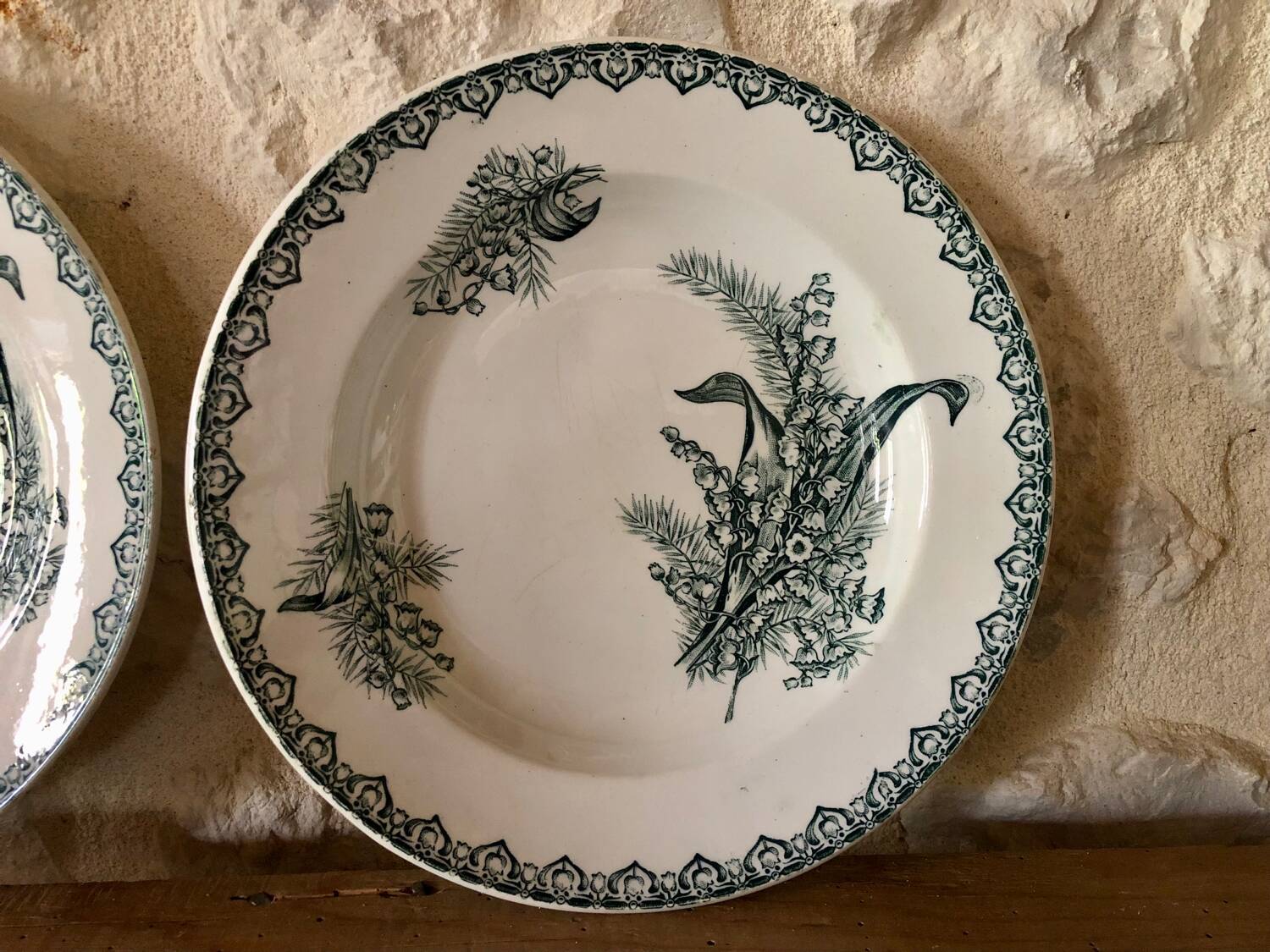 Deep plates in ironstone, Lily of the Valley, Saint Amandinoise